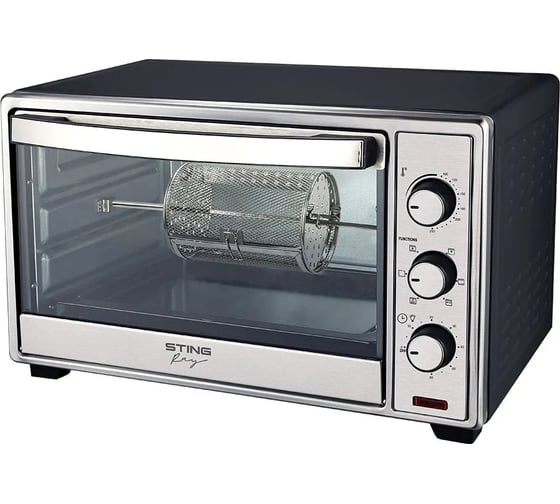 Изображение товара Духовой шкаф (мини-печь) STINGRAY ST-EO118A черный/сталь, 30 л, шашлычница, аэрофрит., вертел, конвекция 43237