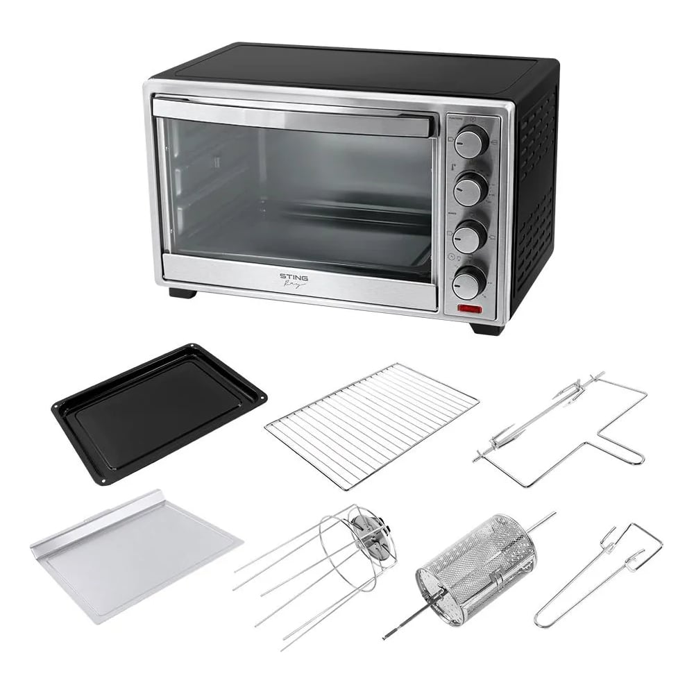 Изображение товара Духовой шкаф мини-печь STINGRAY ST-EO121B черный со стальной отделкой 42 л