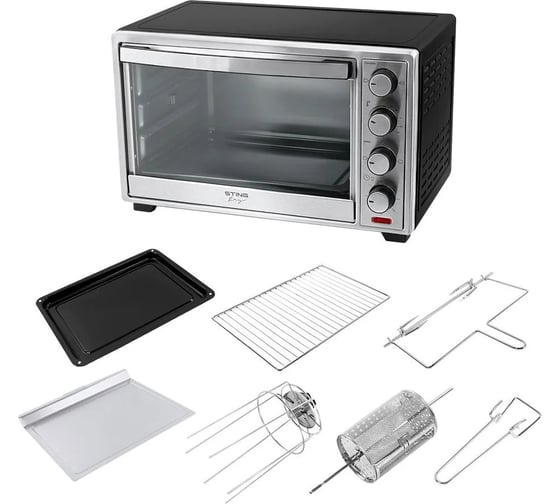 Изображение товара Духовой шкаф (мини-печь) STINGRAY ST-EO121B черный/сталь, 42 л, шашлычница, вертел, аэрофритюрница 42950