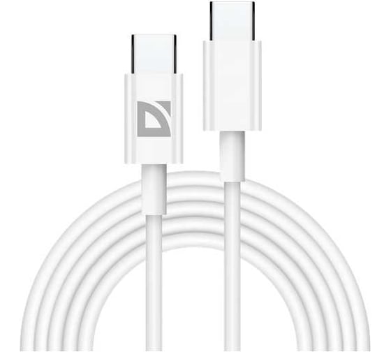 Изображение товара USB-кабель DEFENDER F182 TypeC-TypeC 2м, 60 Вт, PD,TPE, белый, пакет 87538