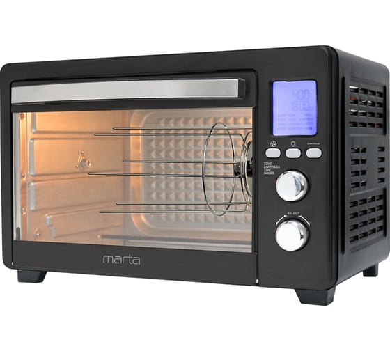 Изображение товара Духовой шкаф (мини-печь) MARTA MT-EO4432A черный жемчуг, 36 л, конвекция, шашлычница, вертел 43243