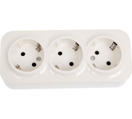 Изображение товара Розетка LEIDEN ELECTRIC 3-ая (открытая, с/з) бежевая, Bailly, 806027