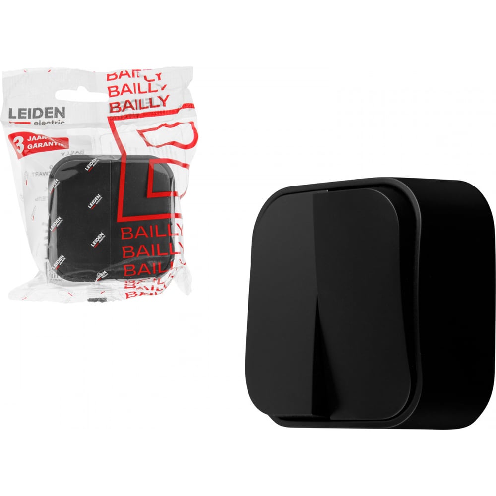 Изображение товара Выключатель 2 клавишный LEIDEN ELECTRIC Bailly 806012 черный