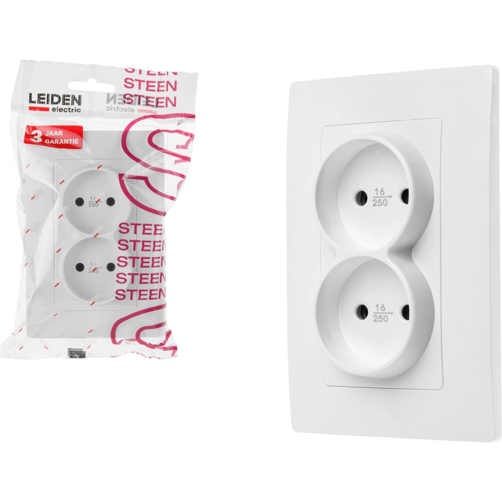 Изображение товара Розетка LEIDEN ELECTRIC 2-ая скрытая белая Steen 806037