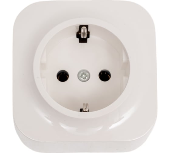 Изображение товара Розетка LEIDEN ELECTRIC 1-ая (открытая, с/з) белая, Bailly, 806004