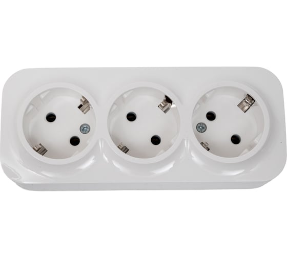 Изображение товара Розетка LEIDEN ELECTRIC 3-ая (открытая, с/з) белая, Bailly, 806007