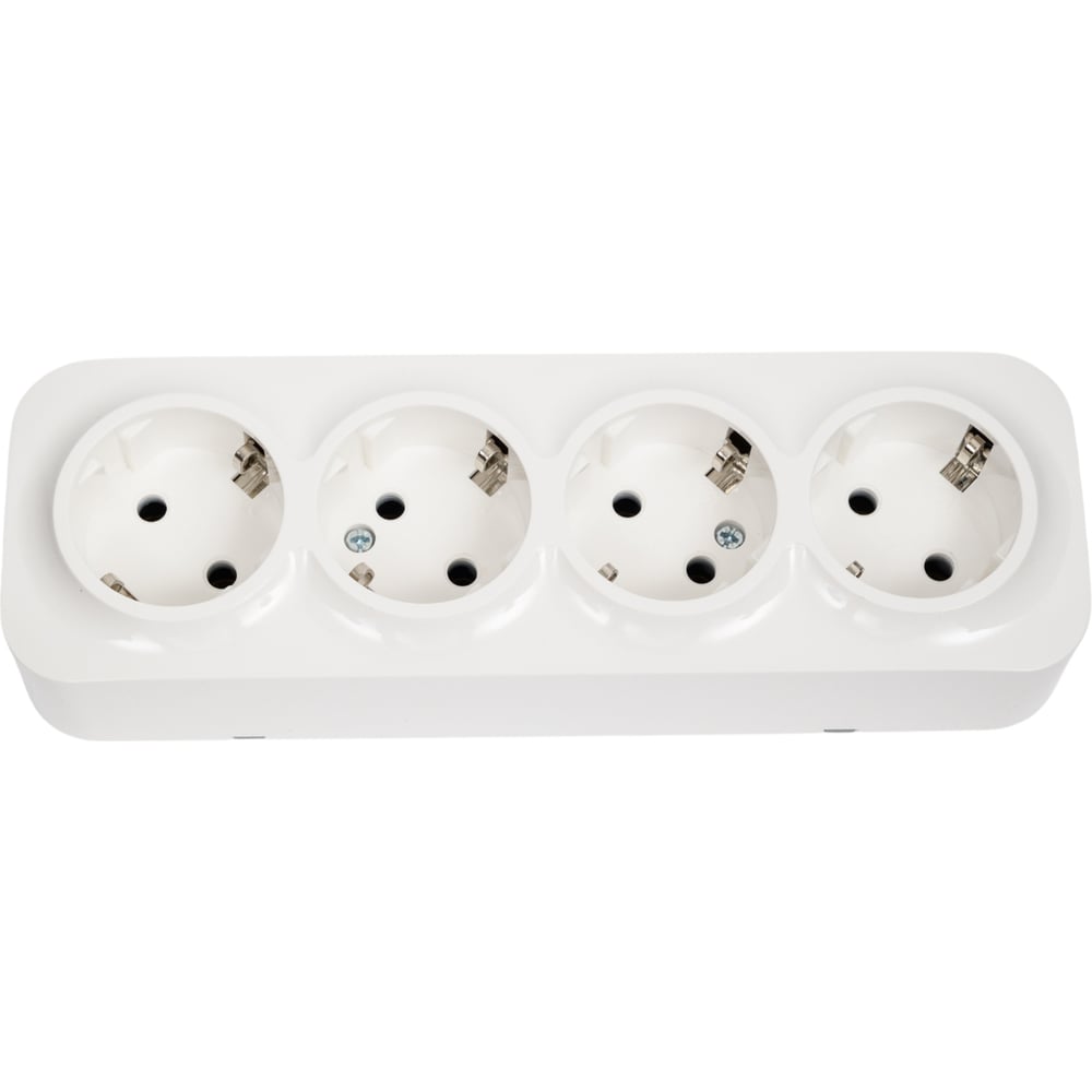 Изображение товара Розетка LEIDEN ELECTRIC 4-ая накладная с заземлением Bailly белая