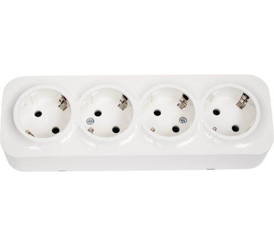 Изображение товара Розетка LEIDEN ELECTRIC 4-ая (открытая, с/з) белая, Bailly, 806009