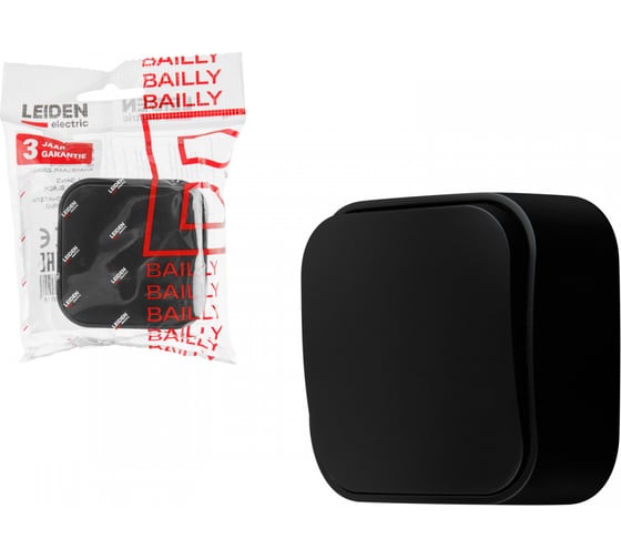 Изображение товара Выключатель LEIDEN ELECTRIC 1 клавишный (открытый, 10А) черный, Bailly, 806011