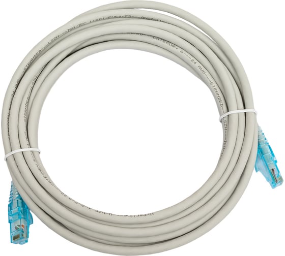Изображение товара Патч-корд Hyperline PC-LPM-UTP-RJ45-RJ45-C6-5M-LSZH-GY U/UTP, Cat.6 100% Fluke Component 41841