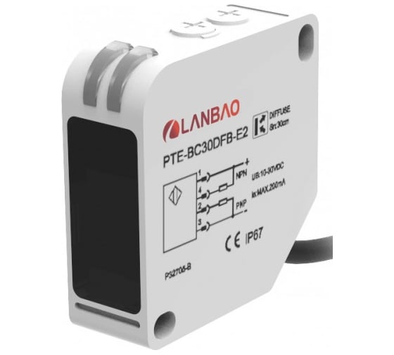 Изображение товара Оптический датчик ретрорефлекторный Lanbao PTE-PM5DFB, Sn=5000 мм, PNP/NPN NO/NC (Програм)10...30DC, кабель 2м, 07-00039785