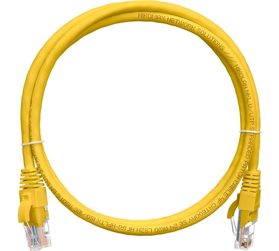 Изображение товара Шнур NIKOMAX, U/UTP 4 пары, Кат.5e, 7х0,205мм, желтый, 0,15м NMC-PC4UD55B-001-C-YL