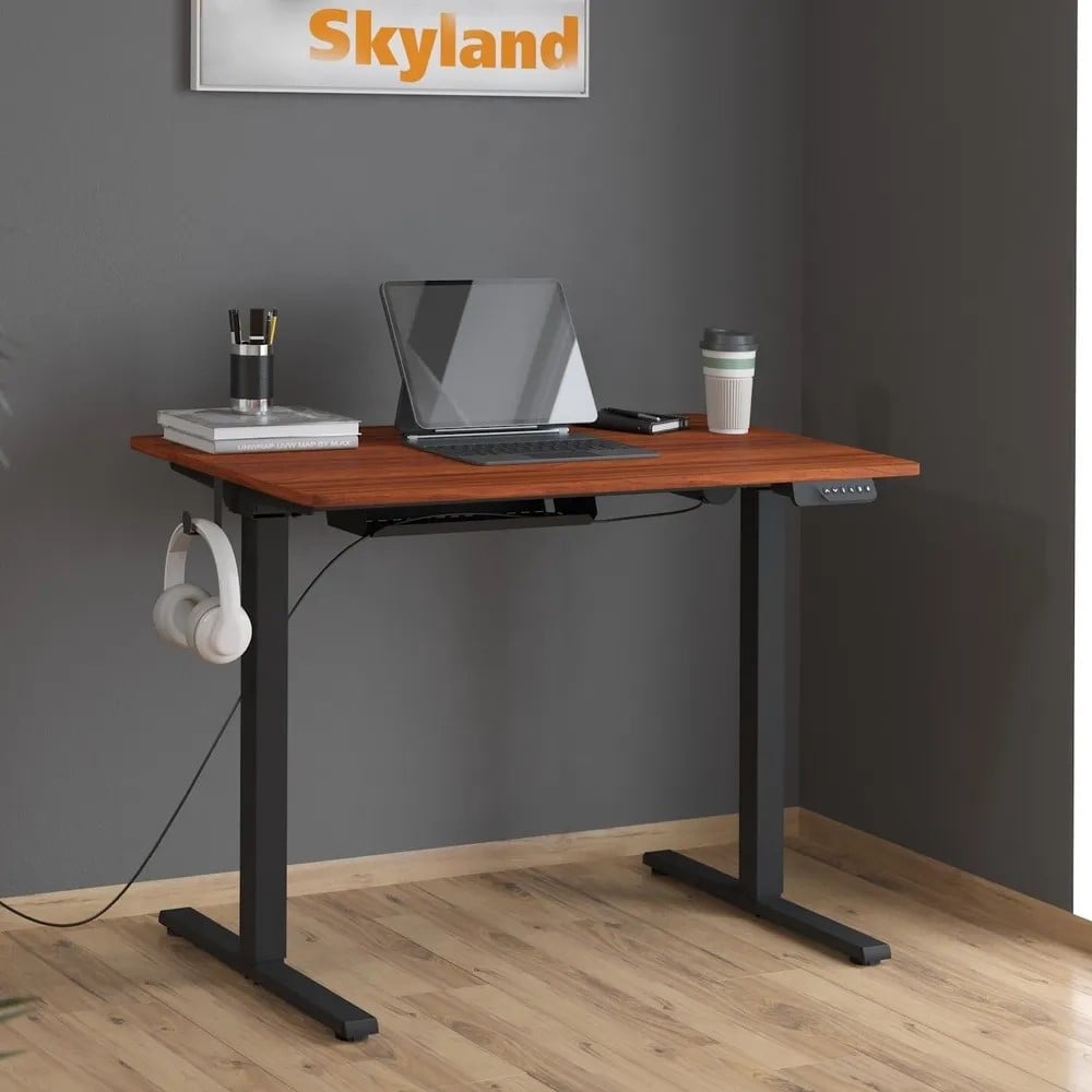 Изображение товара Письменный стол SKYLAND AT-001 дуб темный/черный регулируемый размеры