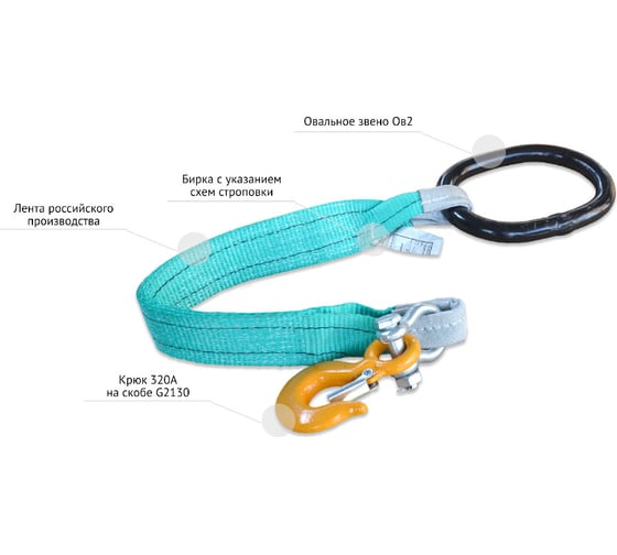 Изображение товара Строп текстильный одноветвевой САМСОН 1СТ 1.0 т, 4.0 м 010300041137