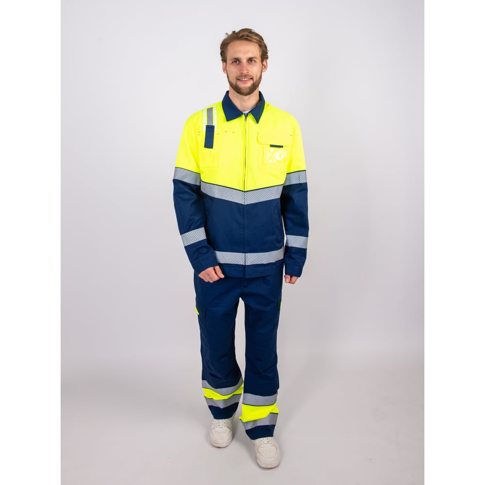 Изображение товара Мужской костюм (куртка и брюки) АнтексЛайм флуоресцентный желтый/темно-синий 56-58