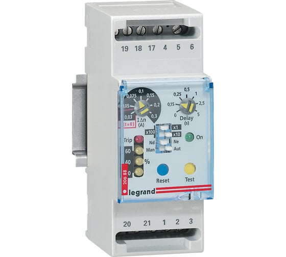 Изображение товара Дифференциальное реле Legrand монтаж на DIN рейку 2 модуля 026088