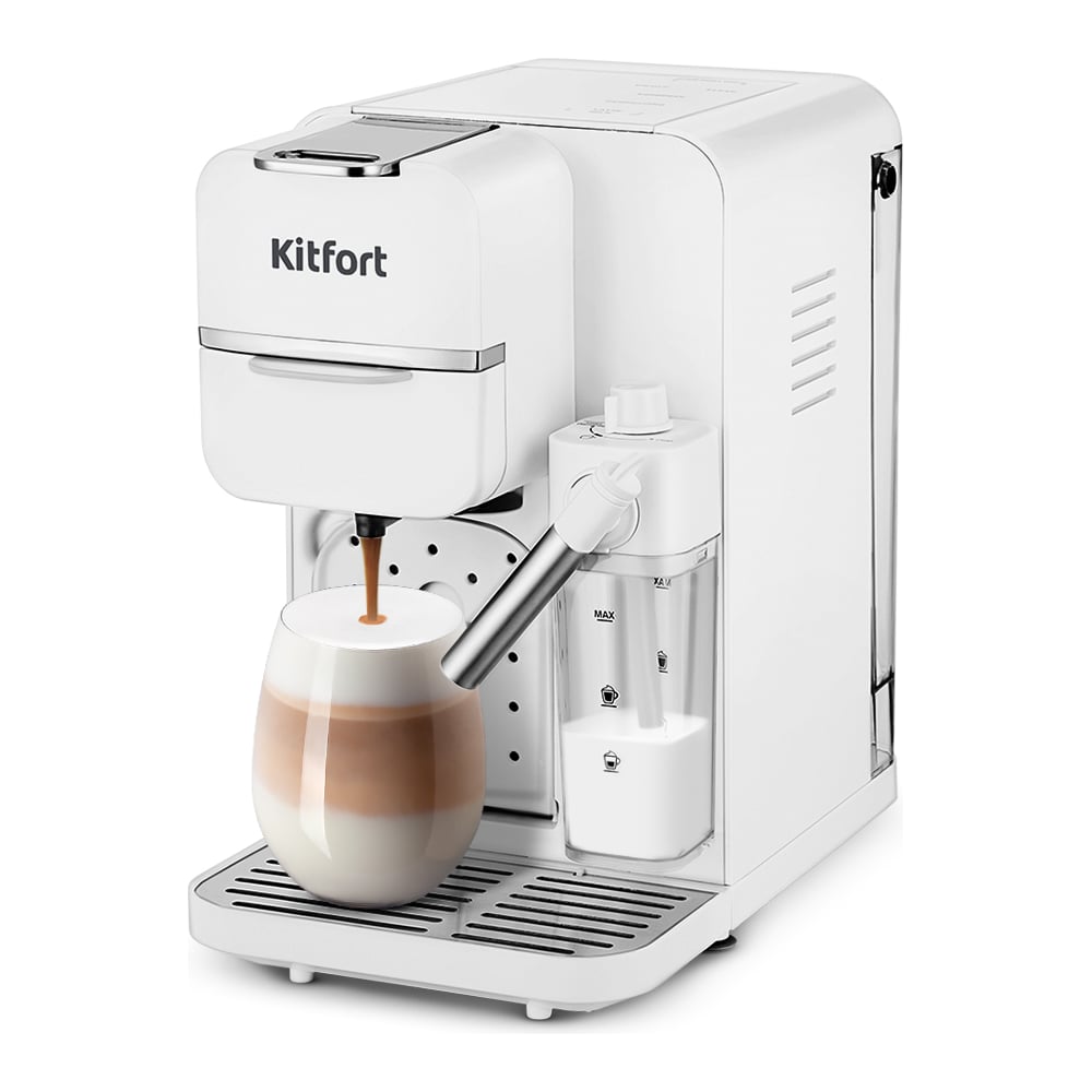 Изображение товара Кофеварка 2 в 1 KITFORT КТ-7253 с капучинатором и емкостью 1.1 л