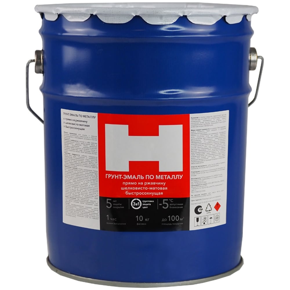 Изображение товара Грунт-эмаль HAMMERTON 3в1 по ржавчине голубая 10 кг