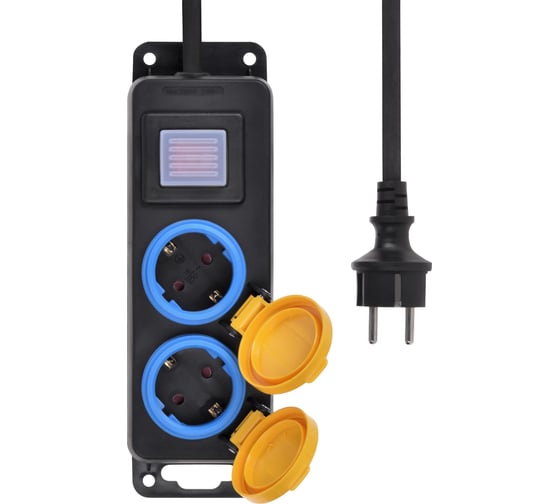 Изображение товара Удлинитель электрический шнур энаргит с кнопкой G02PK, КГ 3х2,5 (2 розетки, 10 метров, IP44) G02PK-325-10-2-44