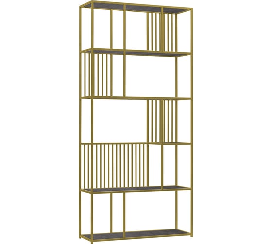 Изображение товара Стеллаж GreenWeen SOHO, золотой каркас, полки керамика цвет антрацит, 1920x900x300 GW-ST-SOHO-G-KA