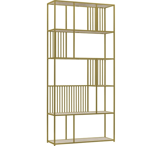 Изображение товара Стеллаж GreenWeen SOHO, золотой каркас, полки керамика цвет слоновая кость, 1920x900x300 GW-ST-SOHO-G-KI