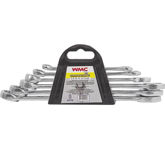 Изображение товара Набор ключей комбинированных WMC TOOLS 6 предметов (6, 8, 10, 12, 13, 14мм).в пластиковом держателе WMC-5068(48310)