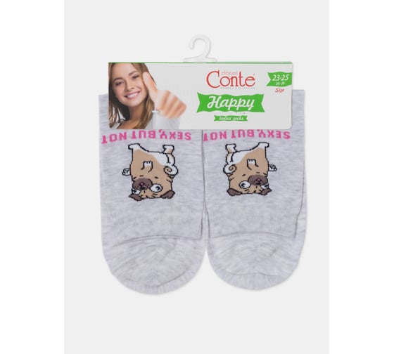 Изображение товара Носки женские Conte elegan CONTE HAPPY 18С-227СП рисунок 607 светло-серый, р. 36-39 1001320870030154607
