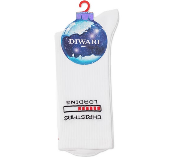 Изображение товара Носки мужские DIWARI NEW YEAR 21С-35СП рисунок 281 белый, размер 42-45 1001331820040015281