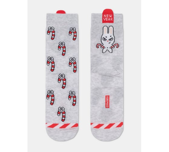 Изображение товара Носки мужские DIWARI NEW YEAR 21С-71СП рисунок 907 светло-серый, размер 42-45 1001331830040154907