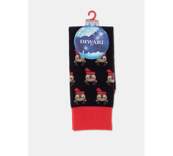 Изображение товара Носки мужские DIWARI NEW YEAR 21С-71СП рисунок 908 черный, размер 42-45 1001331830040012908