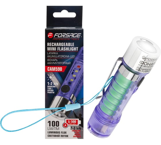Изображение товара Фонарь аккумуляторный Forsage 500мАч, 100лм F-CAM590(60097)