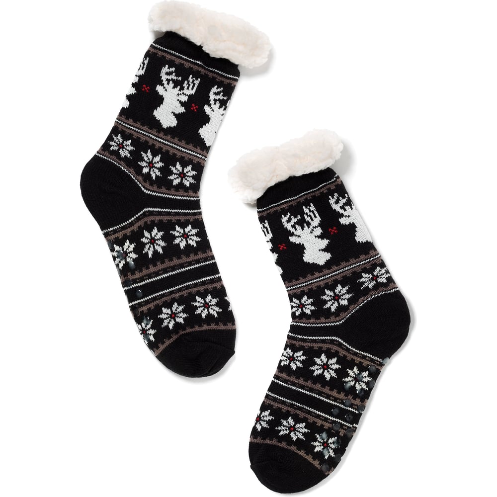 Изображение товара Женские носки-слиперы ESLI ESW003 BLACK 36-39 новогодний принт