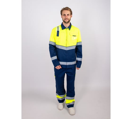 Изображение товара Костюм мужской (куртка,брюки) Антекс Лайм цвет желтый флуоресцентный/темно-синий, размер 52-54, рост 182-188 ЕР-00000751