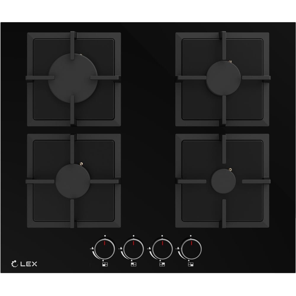 Изображение товара Газовая варочная поверхность Lex GVG 644 BBL Мощная конфорка WOK и 4 конфорки
