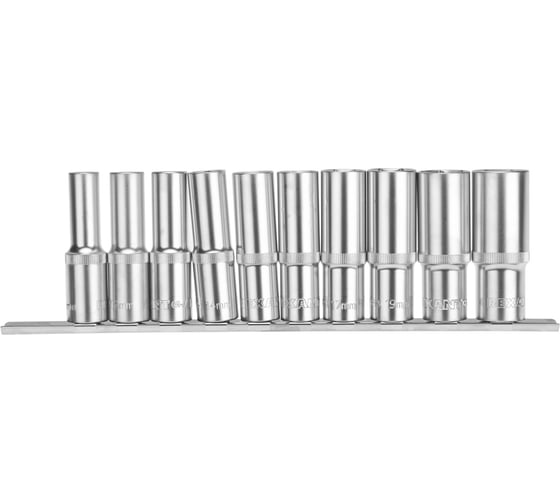Изображение товара Набор удлиненных торцевых головок REXANT 1/2, шестигранные, CrV, 10 шт, 10-22 мм 12-8308
