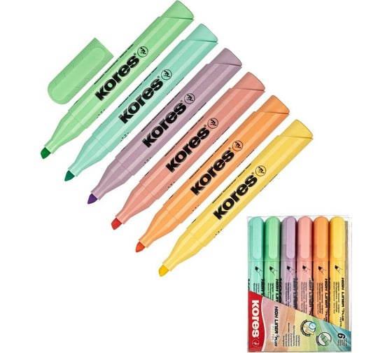 Изображение товара Маркер Kores High Liner Plus выделитель текста, набор 6 пастельных цветов 36060.01 954122