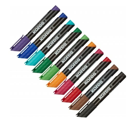 Изображение товара Перманентный маркер Kores набор 10 цветов, 3-5 мм, круглый наконечник 20900 916458