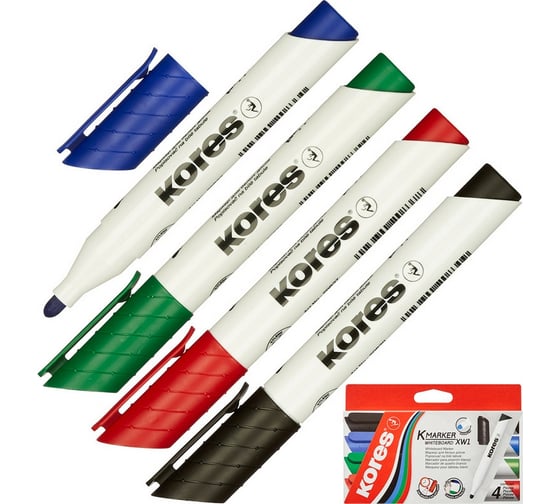 Изображение товара Маркер для досок Kores 3 мм, набор 4 шт 20843 246164
