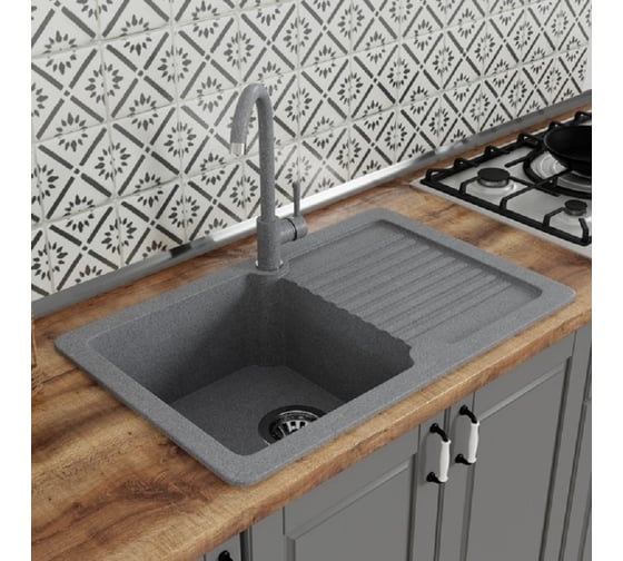 Изображение товара Мойка MIXLINE ML-GMS24 СТАНДАРТ с крылом, темно-серый (309), 765x490x200мм 554873