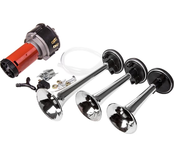 Изображение товара Сигнал звуковой SKYWAY 3 рожка воздушный L=153/165/215 мм 12В 118дцб 35А S07601055