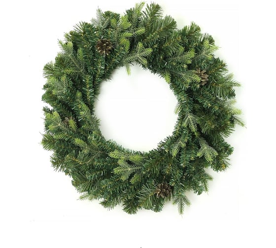 Изображение товара Новогодний венок MOROZCO - 11, зеленый с шишками, 50 см ВН-11