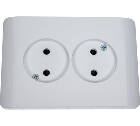 Изображение товара Розетка 2-м CHINT NEW3-E без заземления, защитные шторки 16А белый 431542