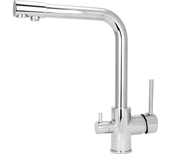 Изображение товара Гибридный питьевой кран-смеситель Аквабрайт, для питьевых систем АБФ-ТРИА и АБФ-ОСМО, серия ХРОМ, 3 в 1, серебряный цвет АБФ-3КР-2