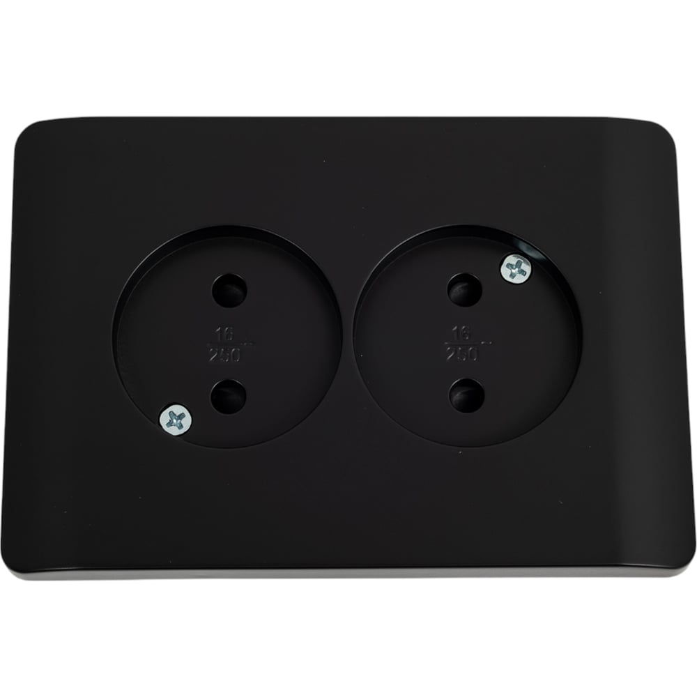 Изображение товара Розетка 2-м CHINT NEW3-E без заземления 16А черная, IP20, монтаж встраиваемый