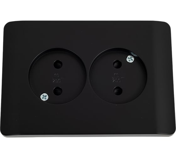 Изображение товара Розетка 2-м CHINT NEW3-E без заземления, защитные шторки 16А черный 431492