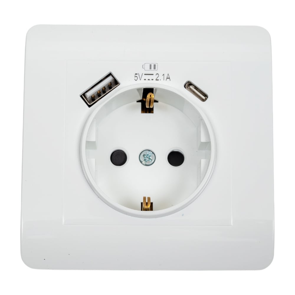 Изображение товара Розетка CHINT NEW3-E 16А с USB белая для встраиваемого монтажа