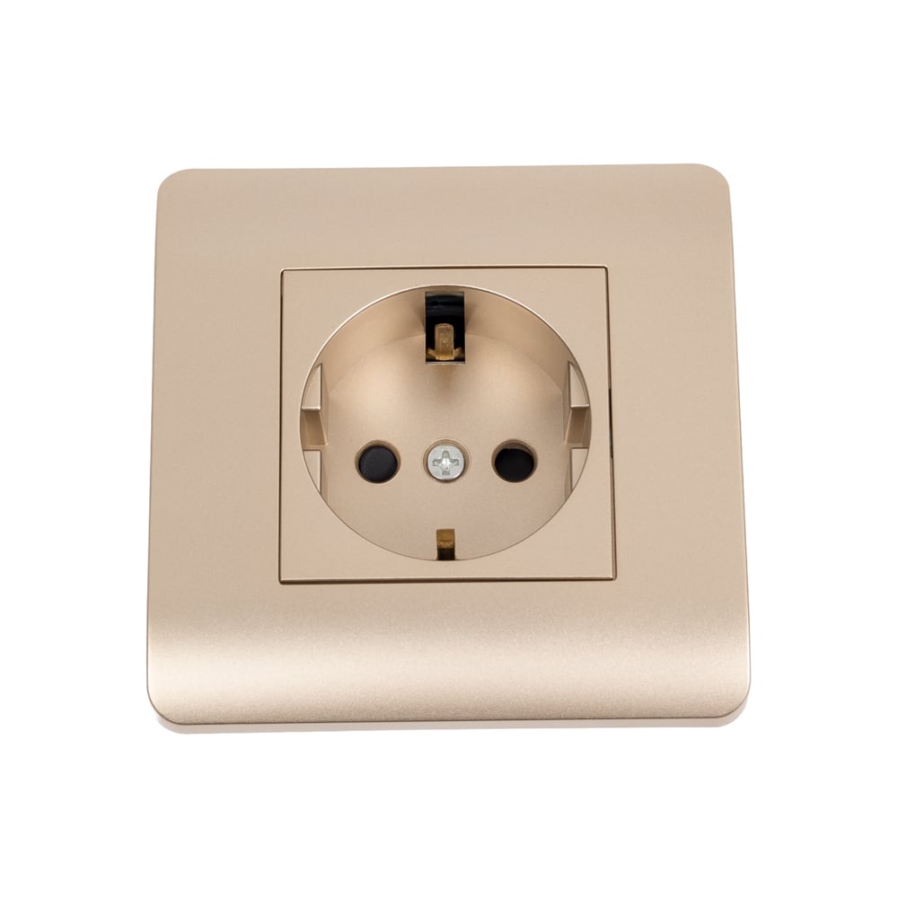 Изображение товара Розетка CHINT NEW3-E 16А с заземлением и защитными шторками шампань