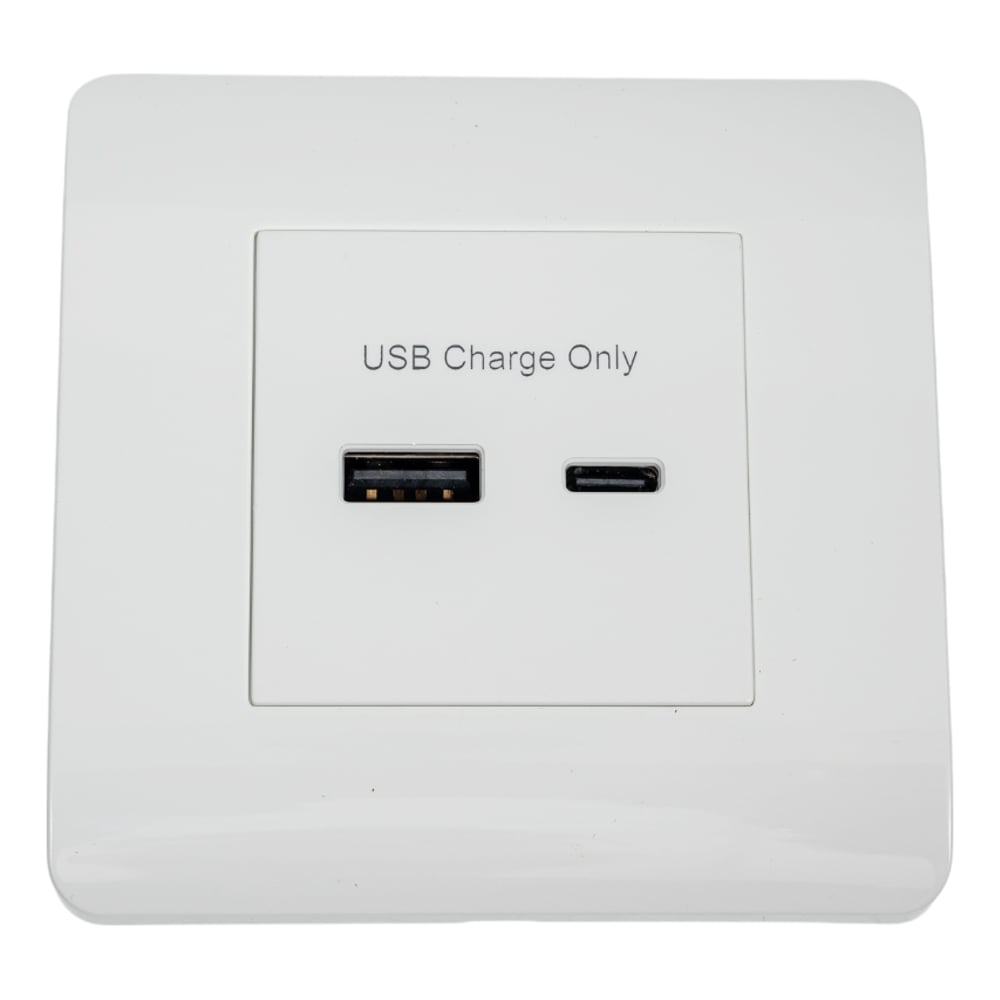 Изображение товара Розетка CHINT USB NEW3-E тип A+C 5В/2.1А встраиваемая белая