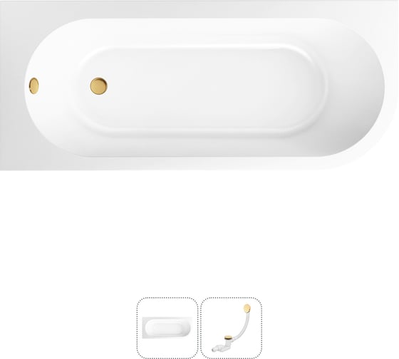 Изображение товара Акриловая ванна Lavinia Boho Art II в наборе 2 в 1: акриловая ванна (левый разворот), слив-перелив 202010862