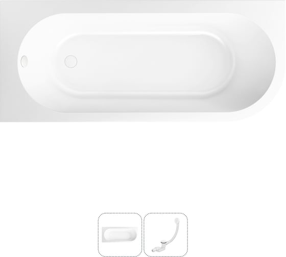 Изображение товара Акриловая ванна Lavinia Boho Art II в наборе 2 в 1: акриловая ванна (левый разворот), слив-перелив 202010770